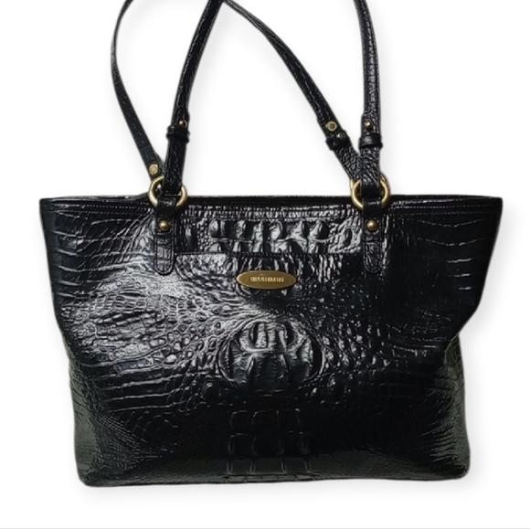 Brahmin, Black Croc-Embossed Tote - Picture 1 of 8